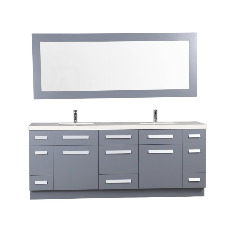 84'' Double Bathroom Vanity with Quartz Top