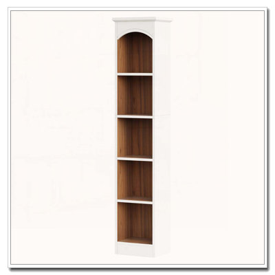 Bibliothèque de coin moderne 70,86 "à 5 niveaux blanc et chêne pour salon, bureau, chambre à coucher