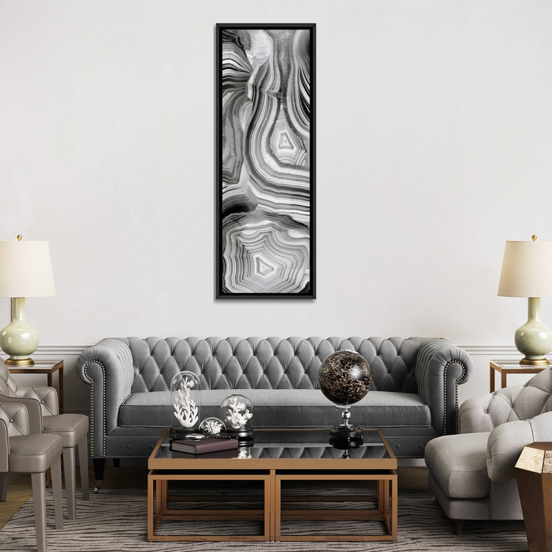 «Agate Panel III» par Danielle Carson, reproduction sur toile, H 72 po x l 24 po x P 1,5 po, Cadre noir
