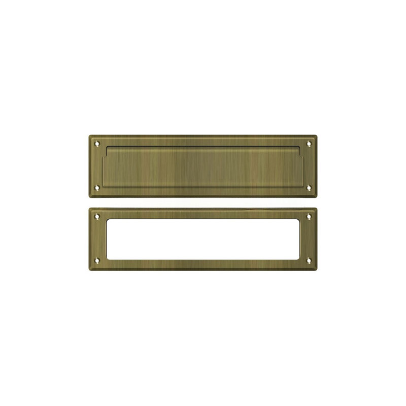 Brass Mail Slot, 3.625" H x 13.125" W x 0.5625" D, Antique Brass