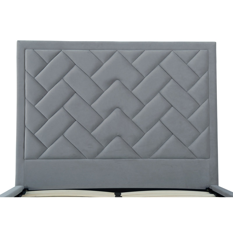 Lit plateforme en bois d'eucalyptus Crosby, Double, Gris