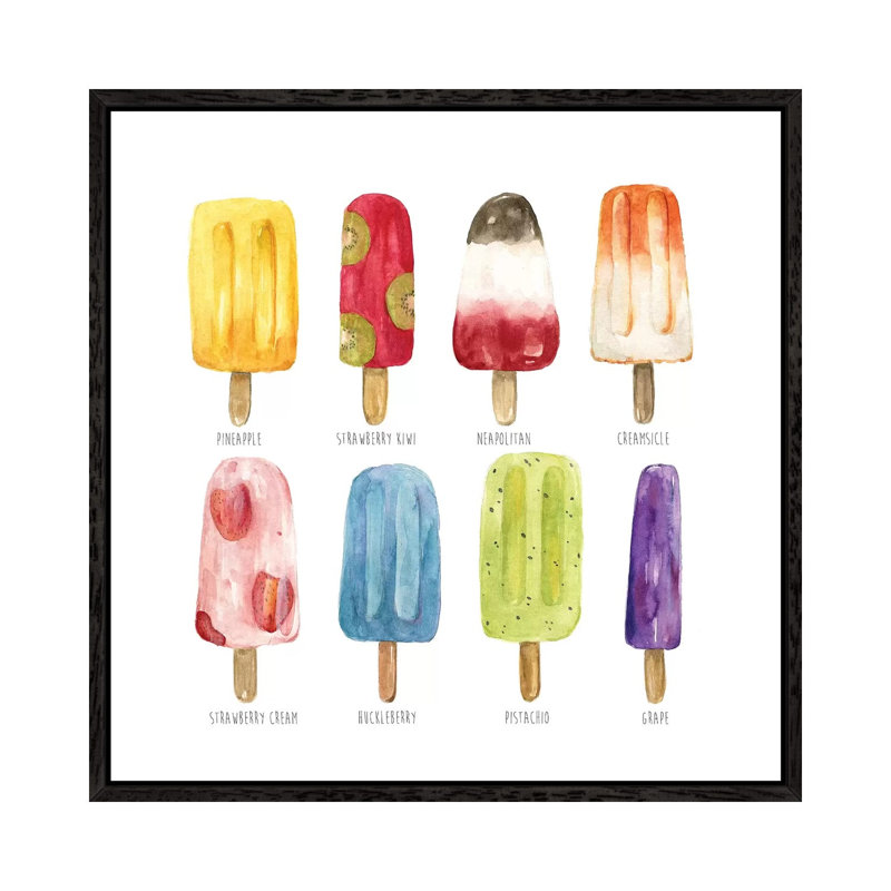 Popsicles Come Chill by Carol Robinson - Print on Canvas, 66.04 cm H x 66.04 cm W, Black Framed