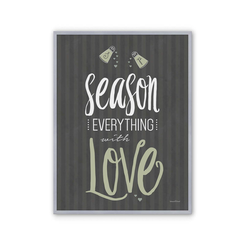 Saison tout avec amour, impression d'art à lettres et à lignes, L 12 po x H 16 po, Argent, Impression encadrée