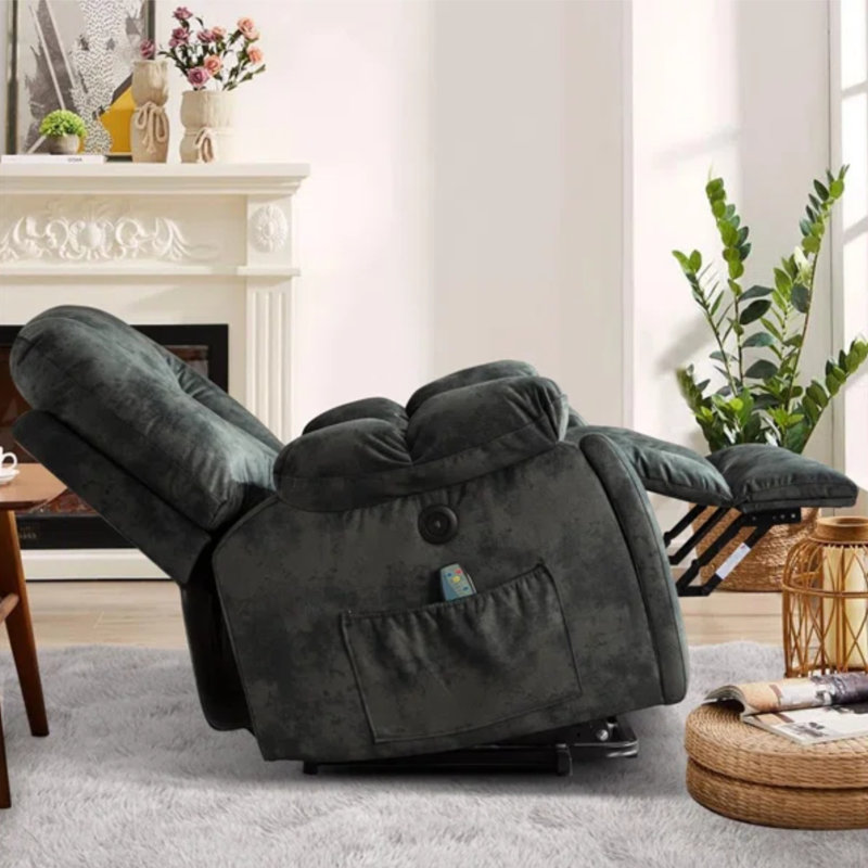  Fauteuil inclinable électrique de massage surdimensionné de 41 po avec fauteuils inclinables électriques chauffants avec porte-gobelet dissimulé, port USB et rembourrage ultra doux 