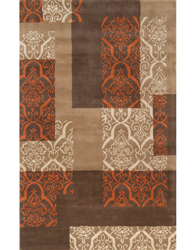 Tapis décoratif épice en laine Touffeté à la main à motif géométrique conti, Rectangle 8 pi x 11 pi