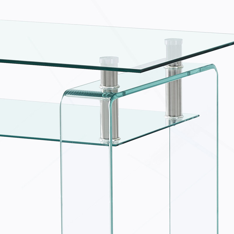 Table basse rectangulaire en verre transparent, table basse moderne en verre pour le salon