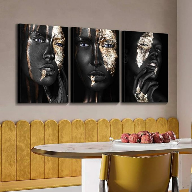 Peinture sur toile, 3 pièces, H 32 po x l 72 po
