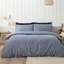 Brushed Stripe Cotton Reversible Duvet Cover Set-114782136-132976381