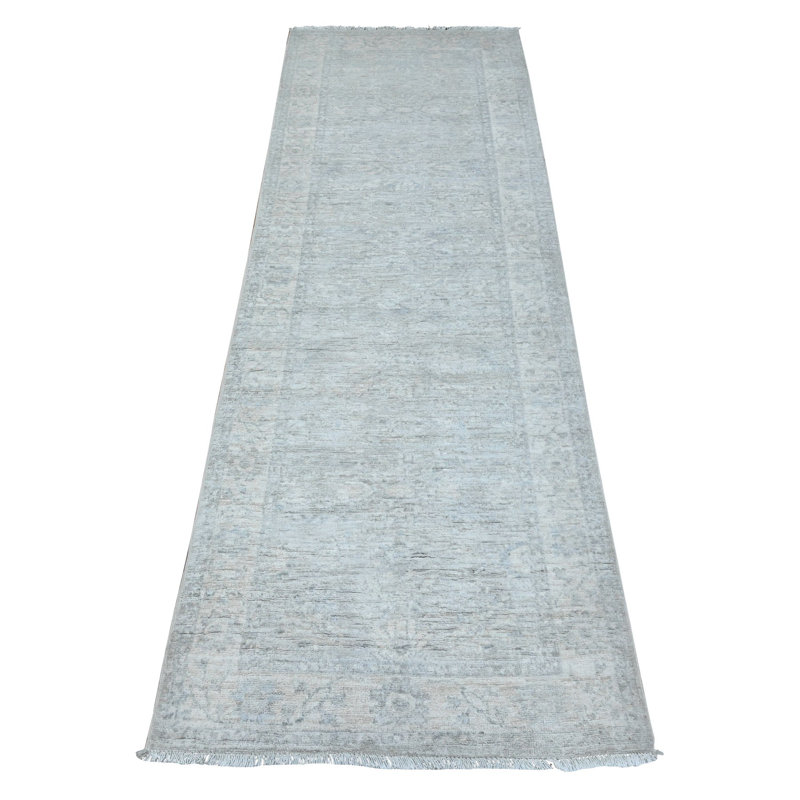 2'8" x 7'8" Goose Grey Fine Peshawar Ziegler Mahal Design Runner Oriental Rug
