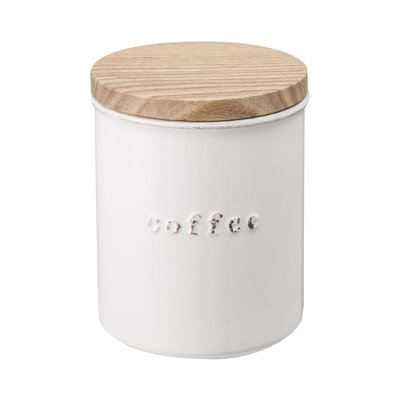 Yamazaki Home Ceramic Canister, Dry Food Kitchen Storage Container, Coffee, 15.25 oz., Airtight