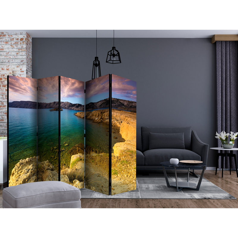 Goriun 225cm W x 172cm H 5 - Panel Solid Wood Folding Room Divider