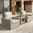 Chaise longue d'extérieur en osier avec table de bout et coussins Sunbrella Henri