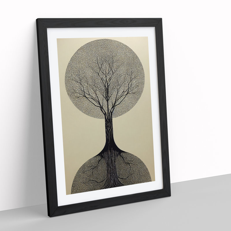 Antique Tree No.1 - Single Picture Frame Print, 34cm H x 25cm W x 2cm D, Black Framed