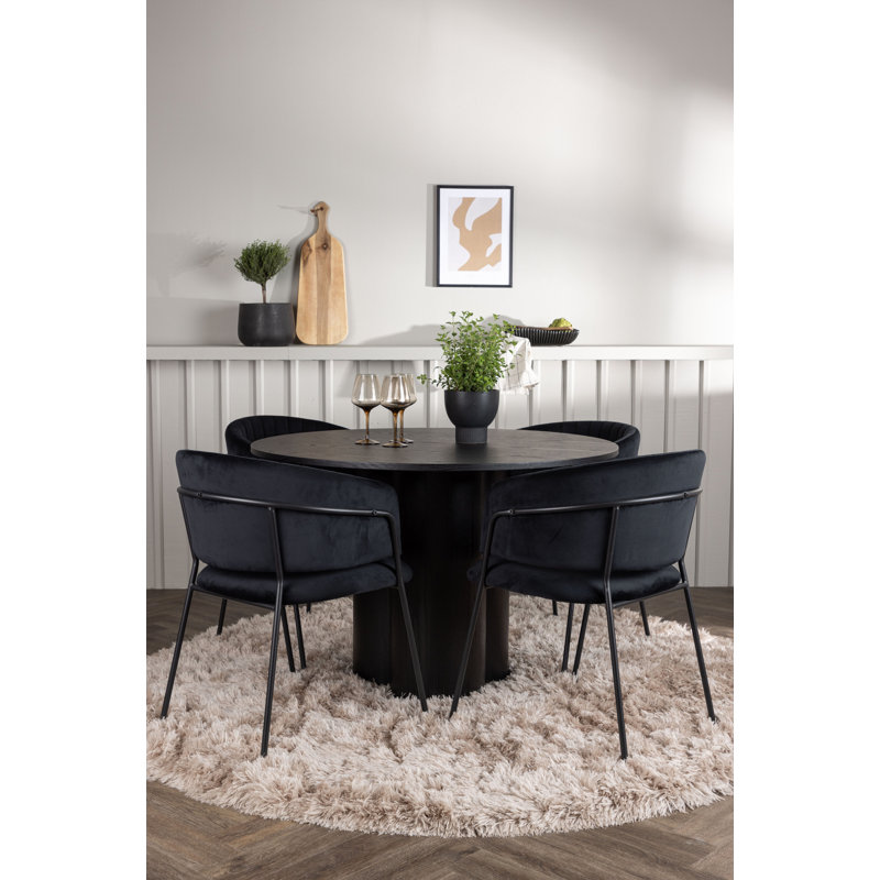 Morelia 4 - Person Dining Set, Black