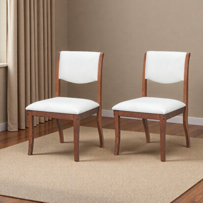 Ensemble de 2 chaises de salle à manger rembourrées - Élégantes chaises d'appoint en tissu traditionnel avec lignes courbes, structure en bois massif