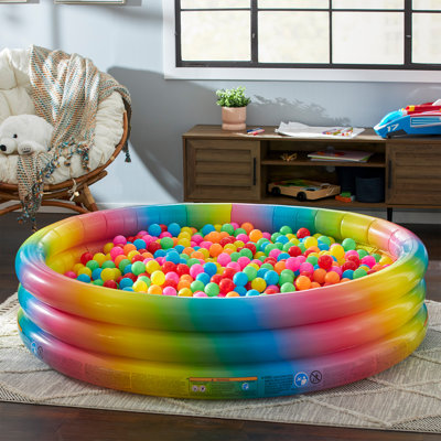 Intex 58449EP 15 Inch Rainbow Ombre 3 Ring Inflatable Kids Swimming Pool