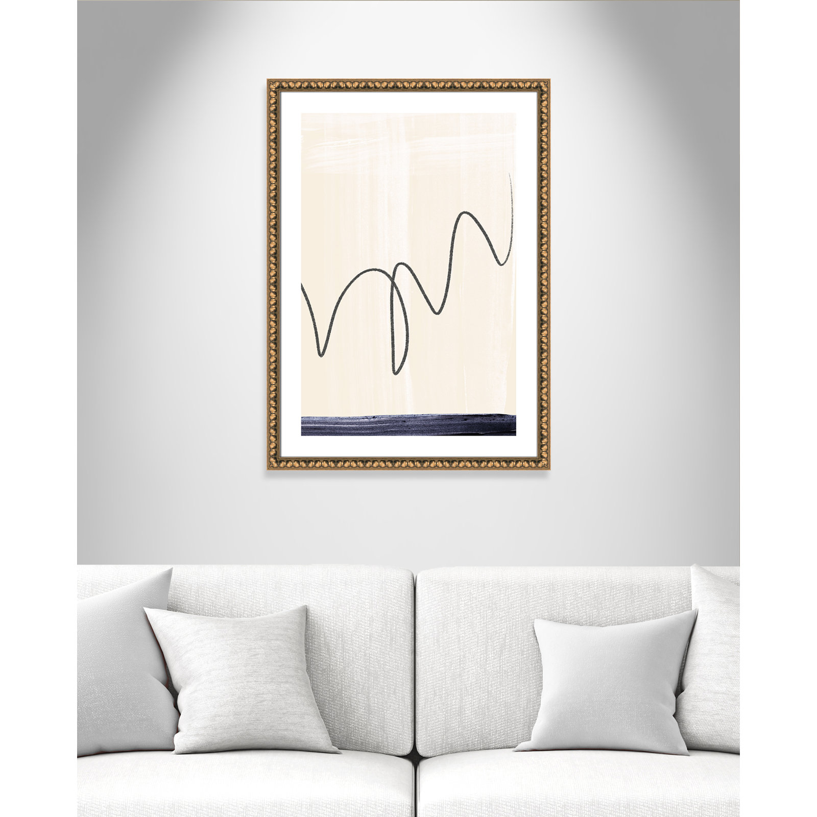 Tigerlily "Departured II" Painting, Gold Bead Framed Paper, 36.5" H x 26.5" W x 1.13" D