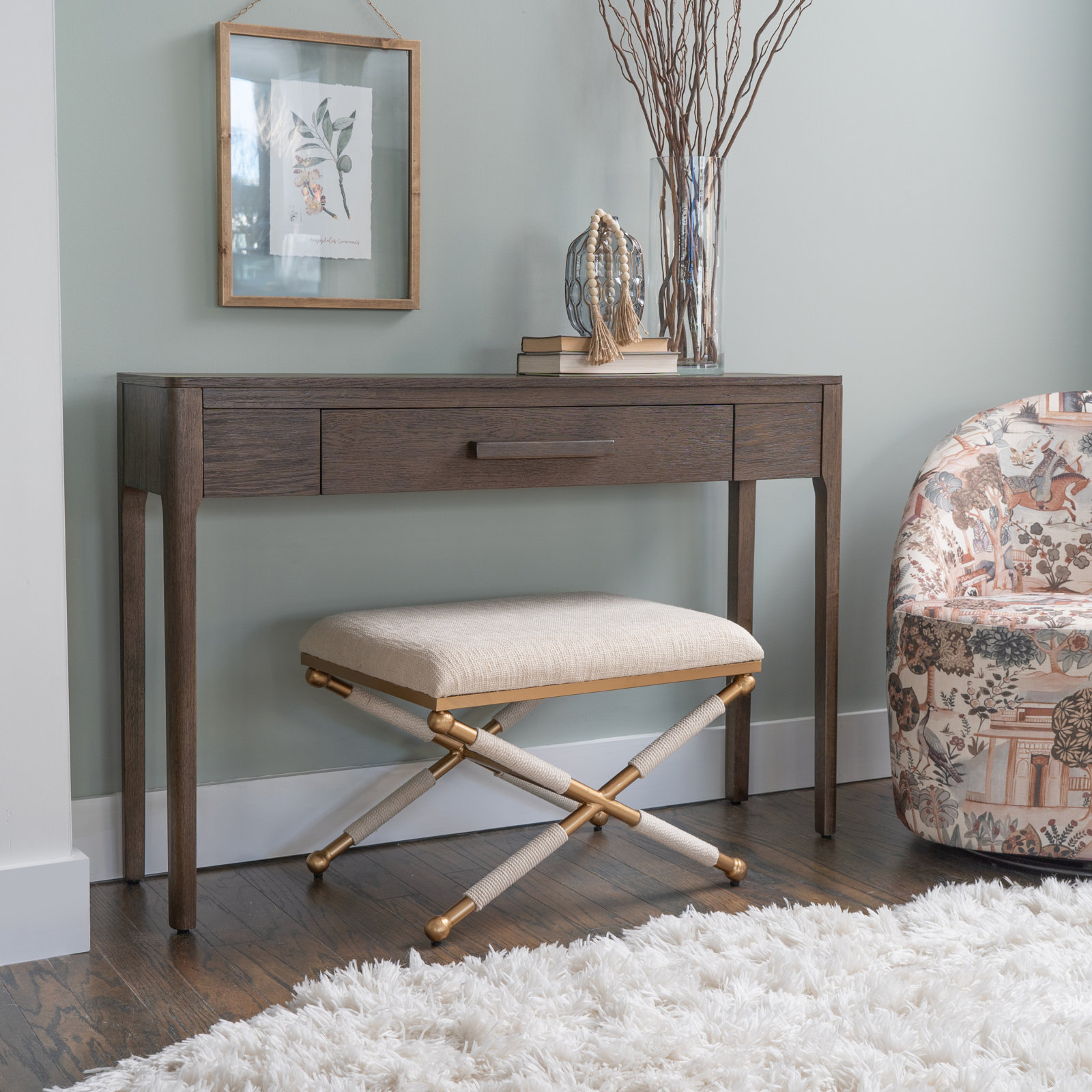 Metal Accent Stool, Gold