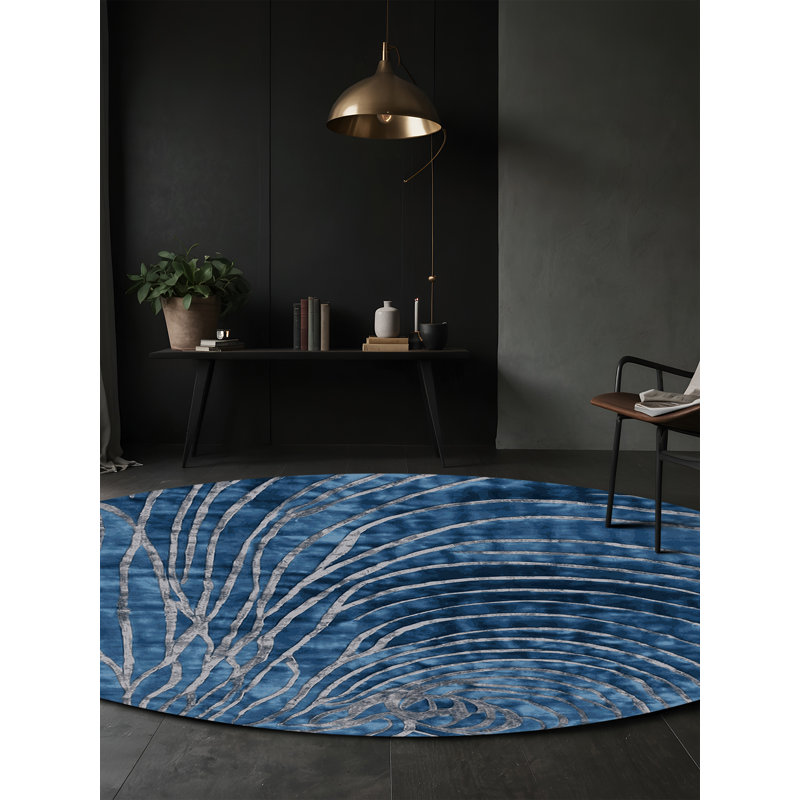 Tapis gris lavable à la machine, Rond 6 pi