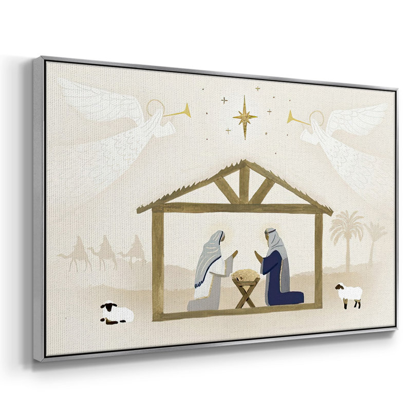 Away In A Manger Collection A, H 17 po x l 25 po x P 1,5 po, Encadrement argenté