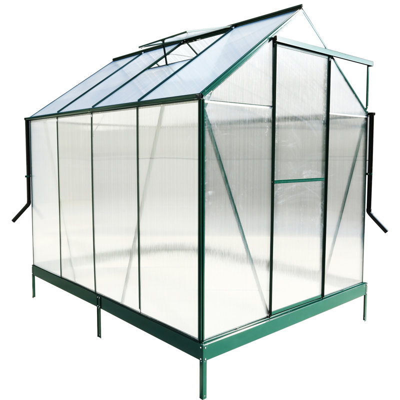 6.3'*8.2'*7' Polycarbonate Greenhouse, Green, 96.8" H x 75.2" W x 99.2" D