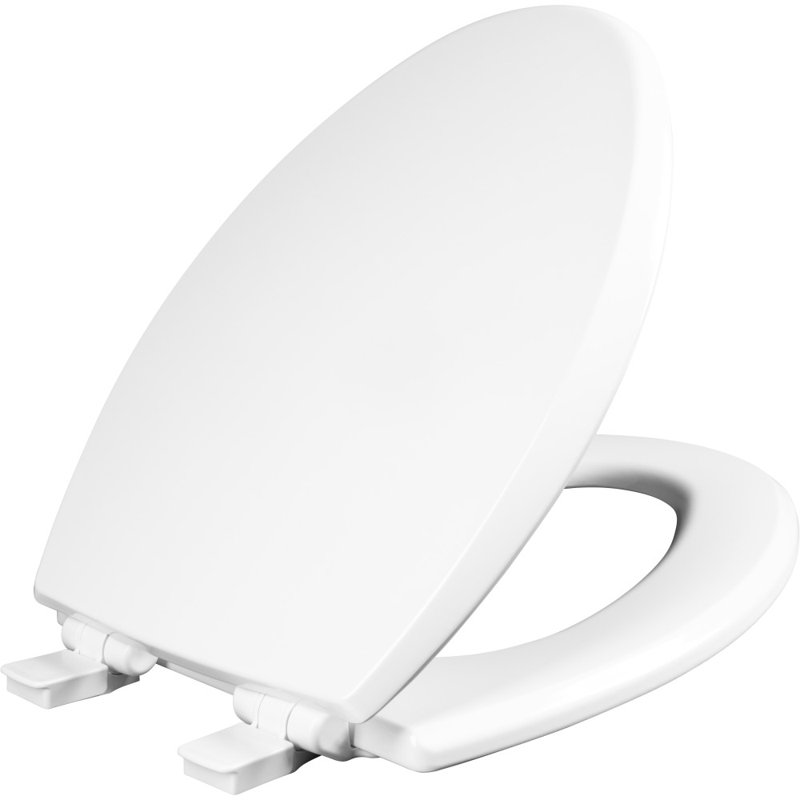 White Elongated Slow Close Premium Wood Toilet Seat