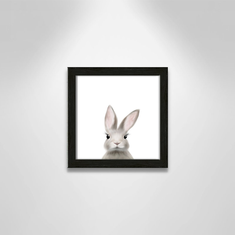 Art encadré en lapins forestières, H 9 po x l 9 po x P 1,19 po, Cadre boîte à grain de bois noir