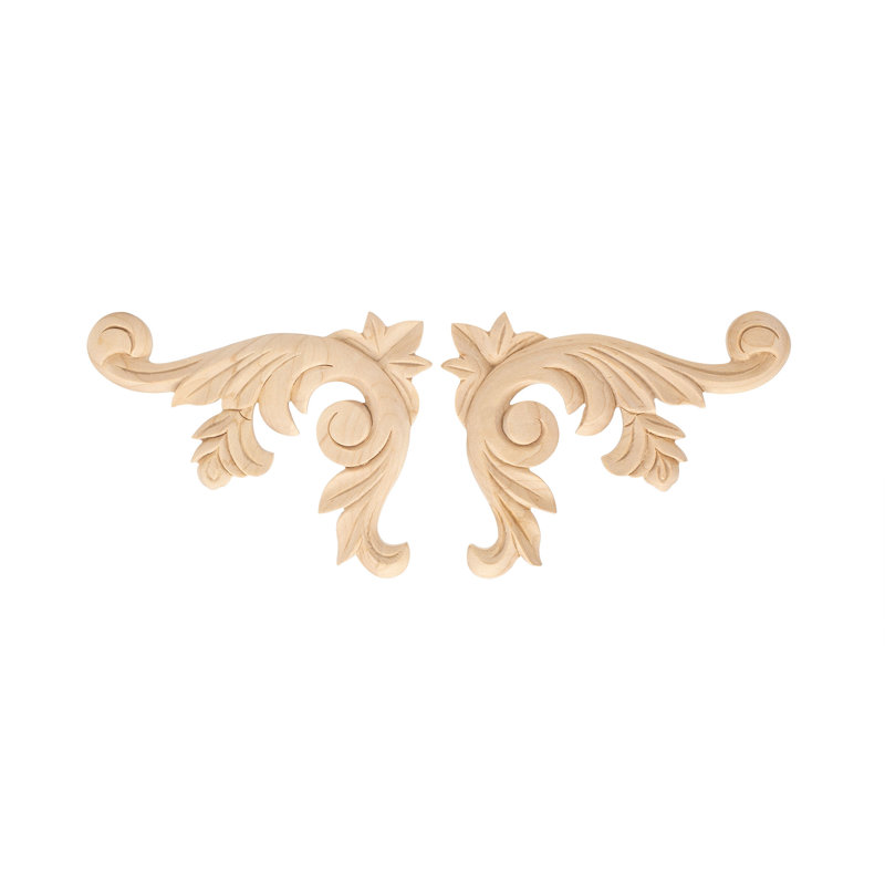 5 in x 3-3/4 in x 1/2 in Unfinished Small Wood Onlay Wood Scroll, Hard Maple