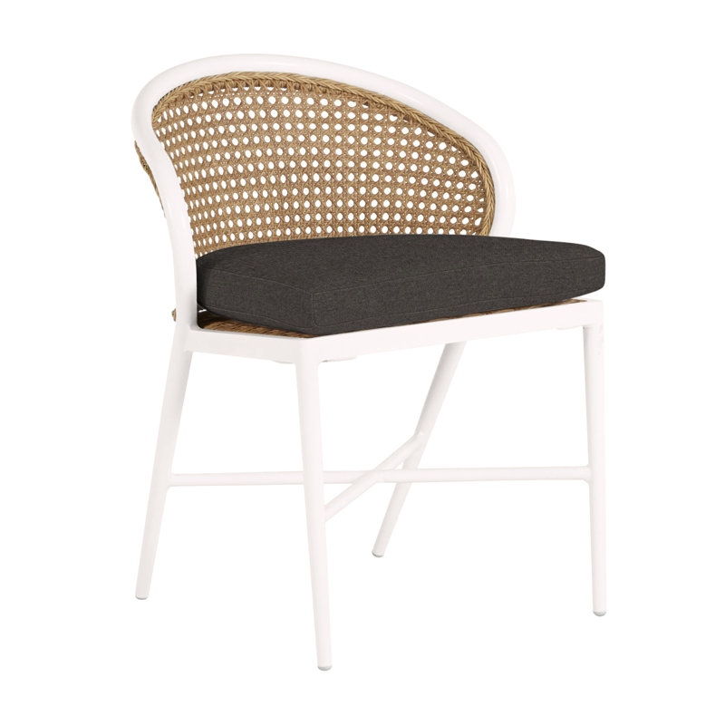 Havana Side Chair, No Welt, Chalk/Natural Cane, Rollo Lace