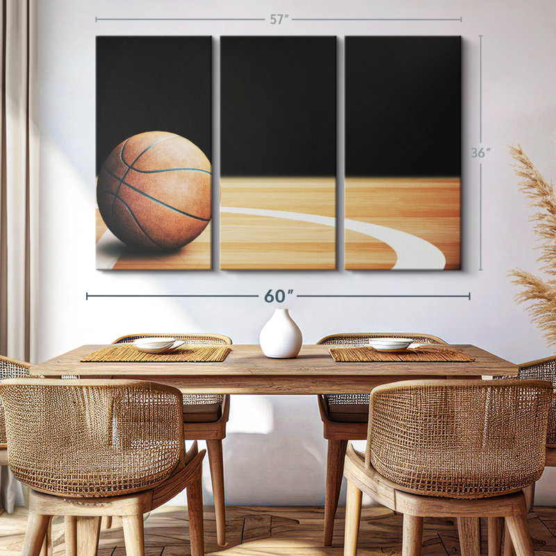 «Basketball Court Ball», 3 pièces, H 36 po x l 57 po x P 1,25 po