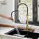 Spring Pull Down Sprayer Kitchen Faucet with Dual-Function Spray Head and Deck Plate