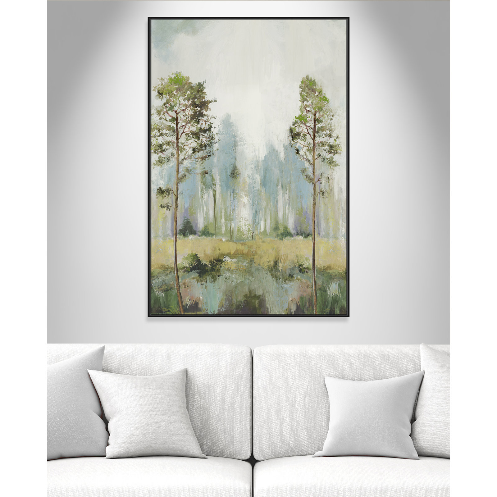 Teton "Tall Green Trees II" Print by Allison Pearce, 61.5" H x 41.5" W, Black
