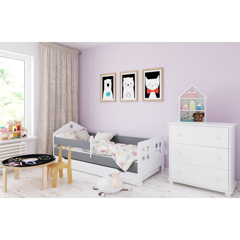 Cabin Bed with Storage Included, Grey/Brown/Blue, Toddler (70 x 140cm)