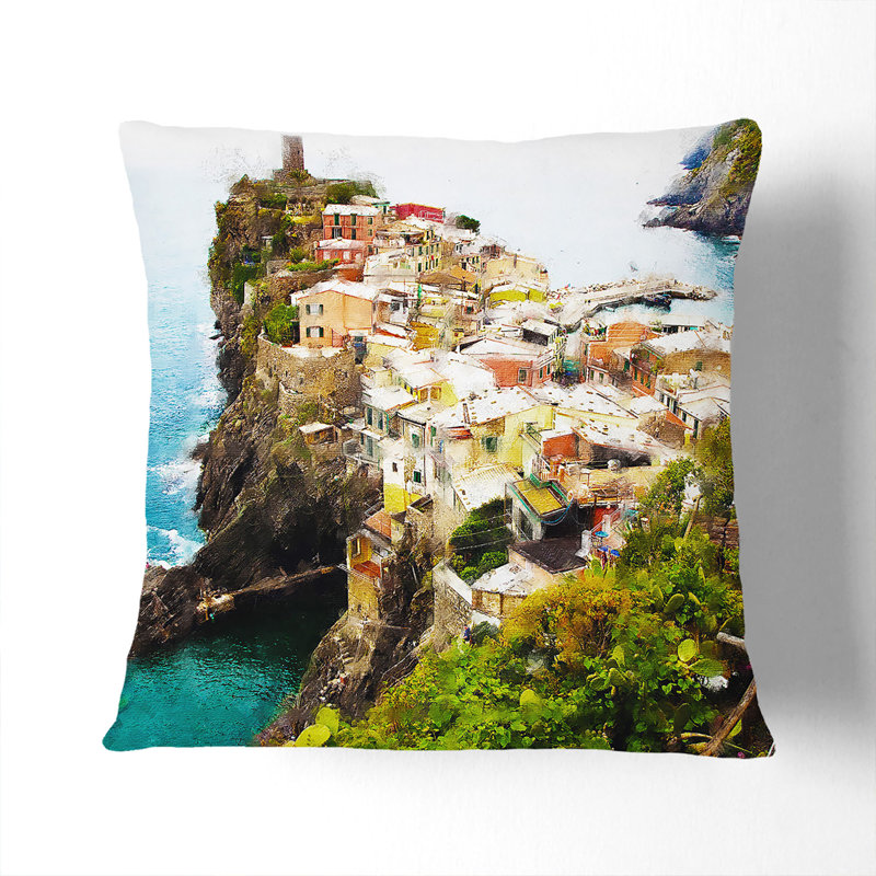 View of Cinque Terre in Italy Cushion with Filling, 40cm H x 40cm W x 15cm D