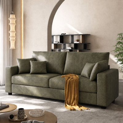 69” Air leather Loveseat Sofa, Mid Century Modern Decor  Love Seat Couch