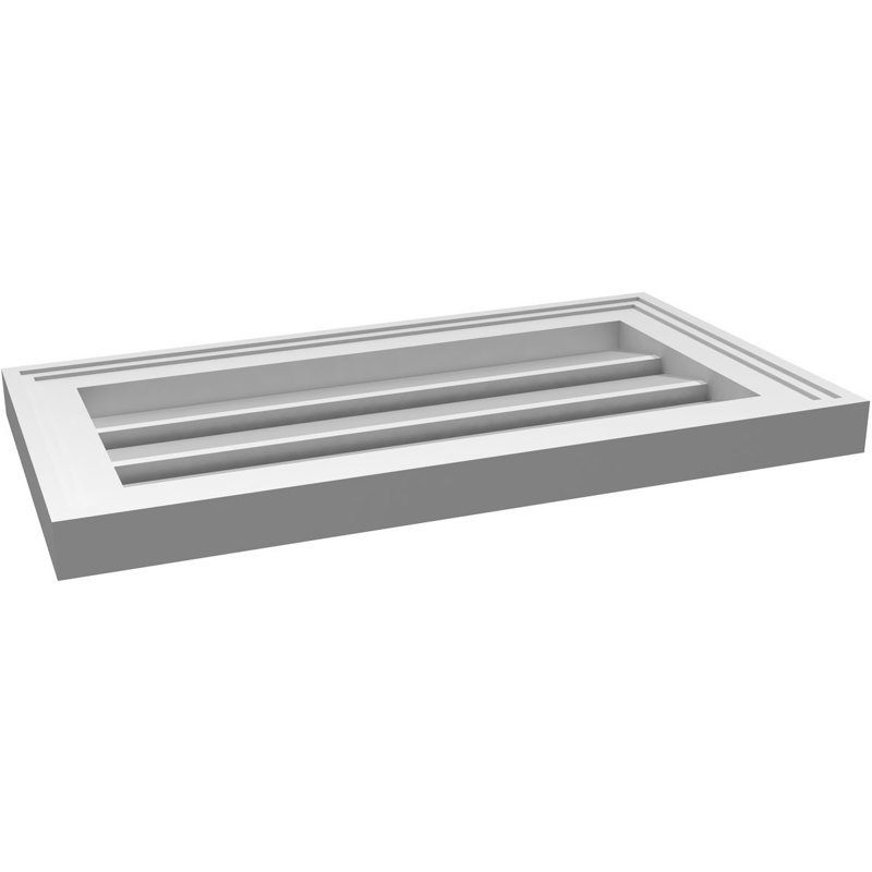 Évent à pignon fonctionnel en uréthane rectangulaire à fixation en surface, brun clair apprêté, H 12 po x l 22 po x P 1,5 po