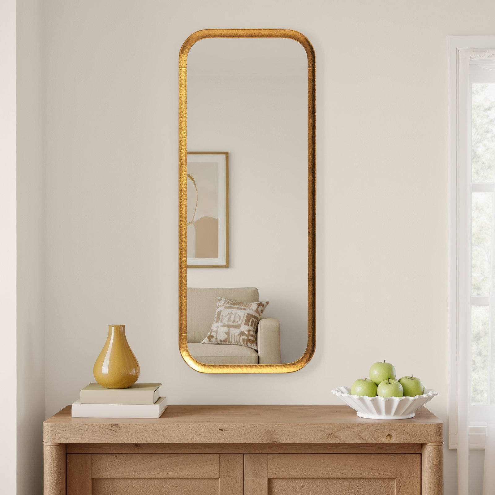Full-Length Mirror, Gold Leaf, 39.5" x 15.75"