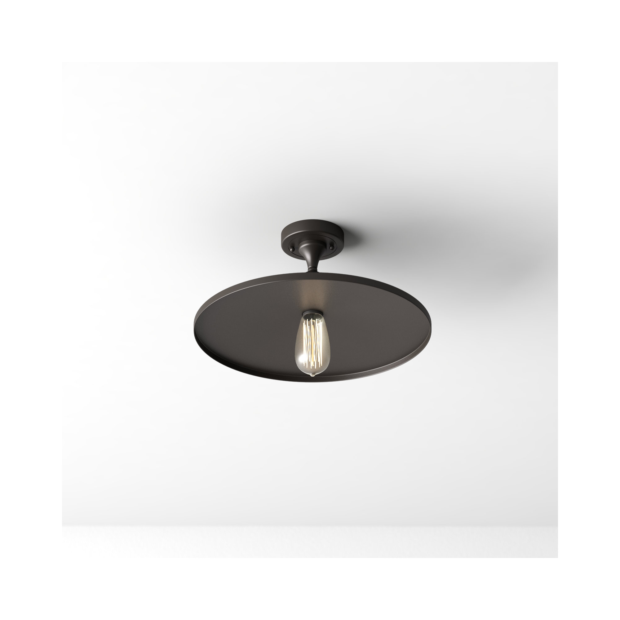 Rouvin Single Light Metal Semi Flush Mount, Matte Black, Matte Black, 6" H x 16" W x 16" D