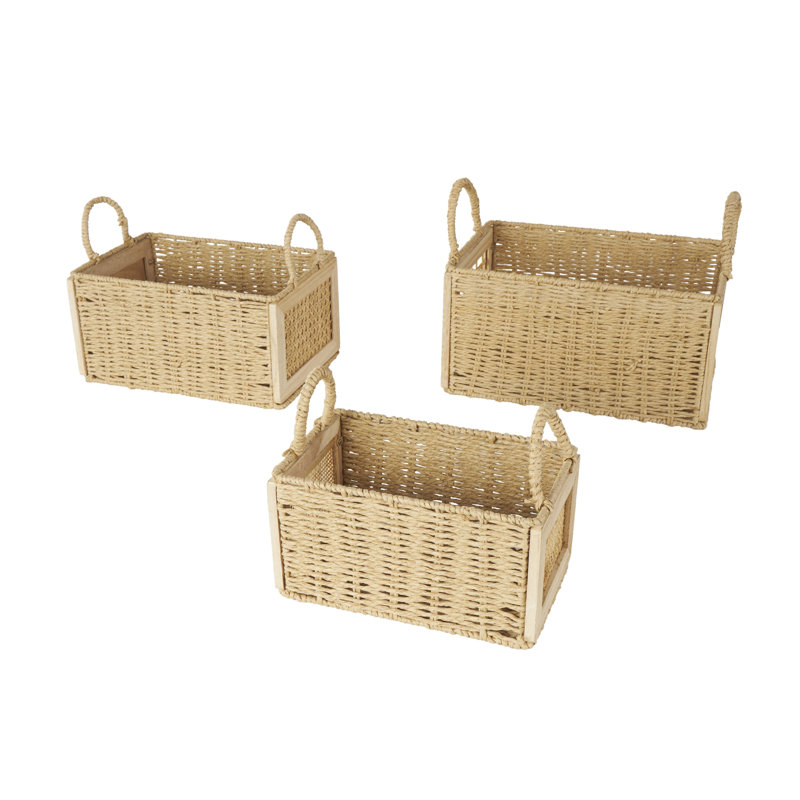 Cole And Grey Rattan Woven Decorative And Functional Storage Basket With Handles