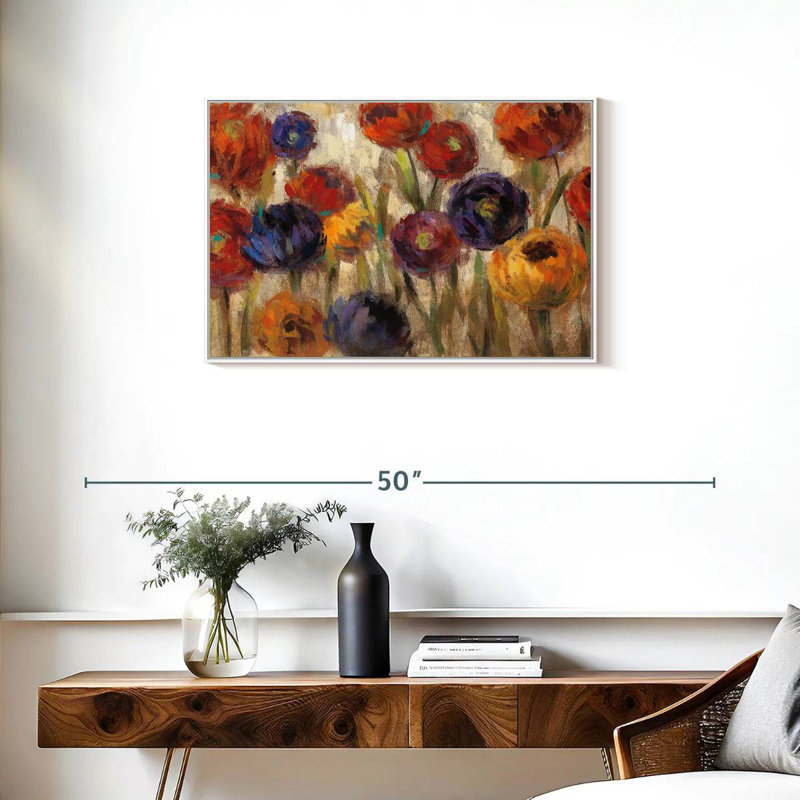 Asters et mamans, Cadre flottant blanc, 31 po x 21 po