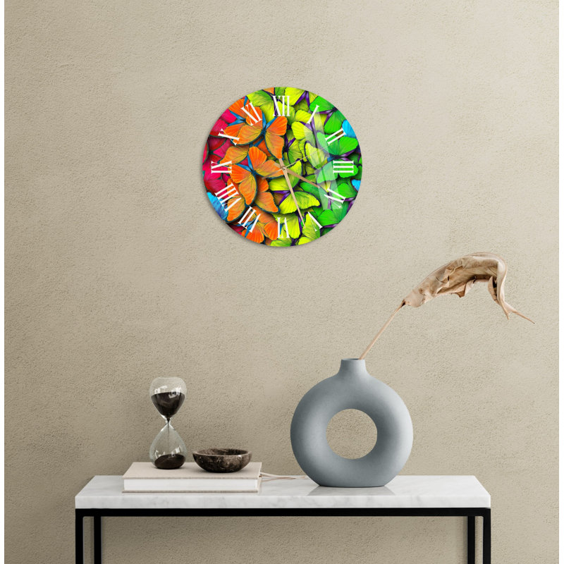 Horloge murale silencieuse en verre trempé coloré, Blanc
