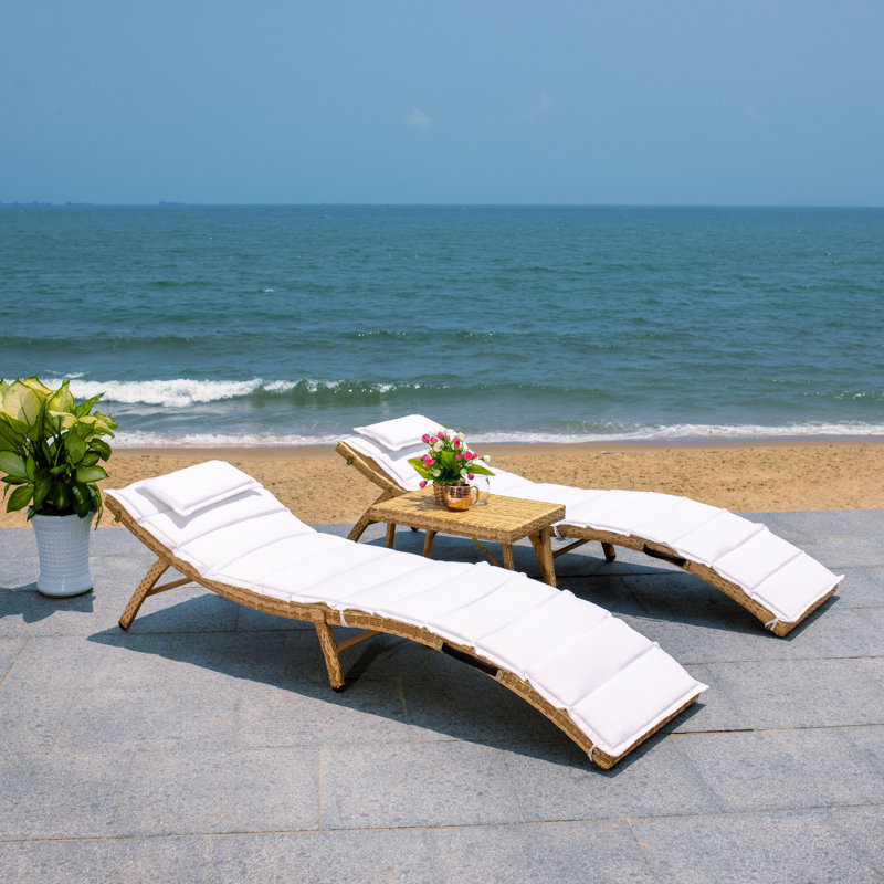 Ensemble de chaises longues 3 pièces Latéralria, Naturel