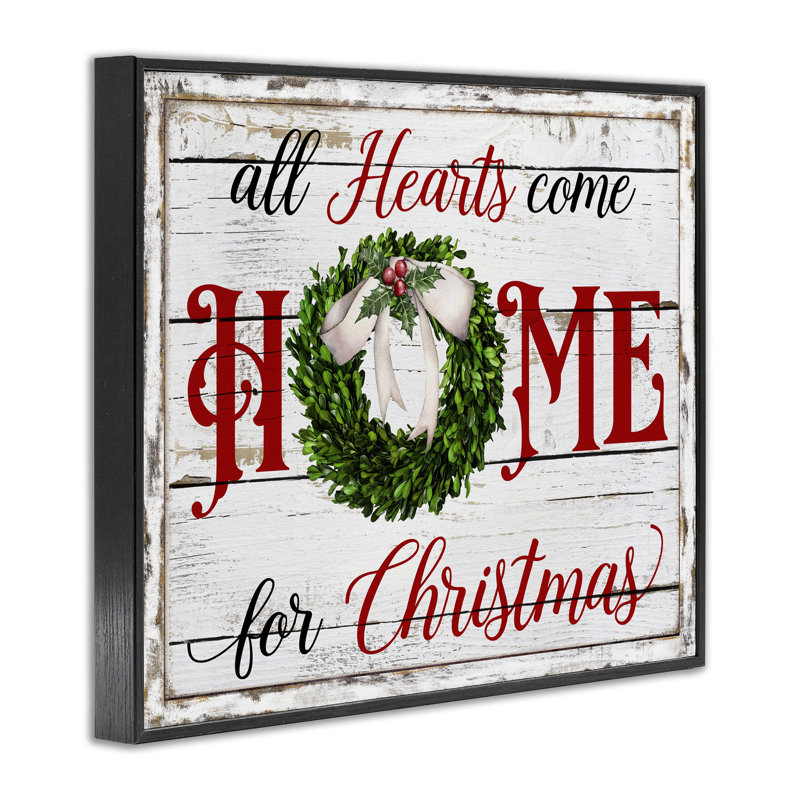 «Hearts Home For Christmas», estampe numérique par Creatif Belle, H 11 po x l 14 po, Giclée encadrée noir minuit