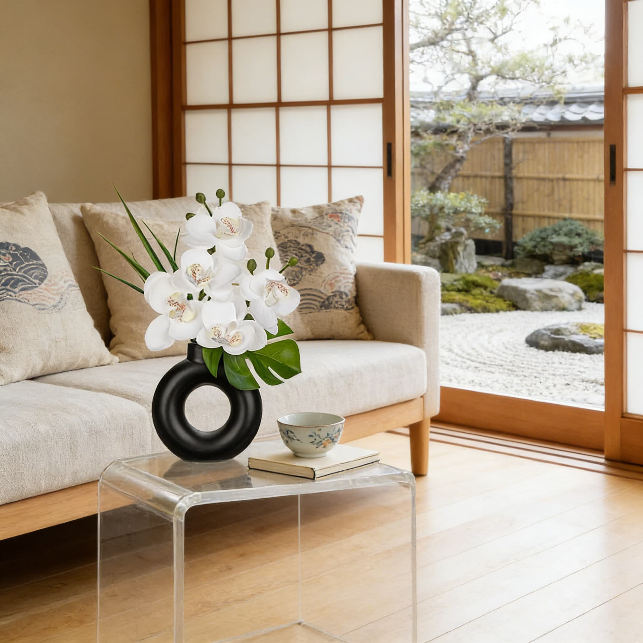 Primrue Artificial Silk Orchid Arrangement Set Of 2 With Ceramic Pot ...