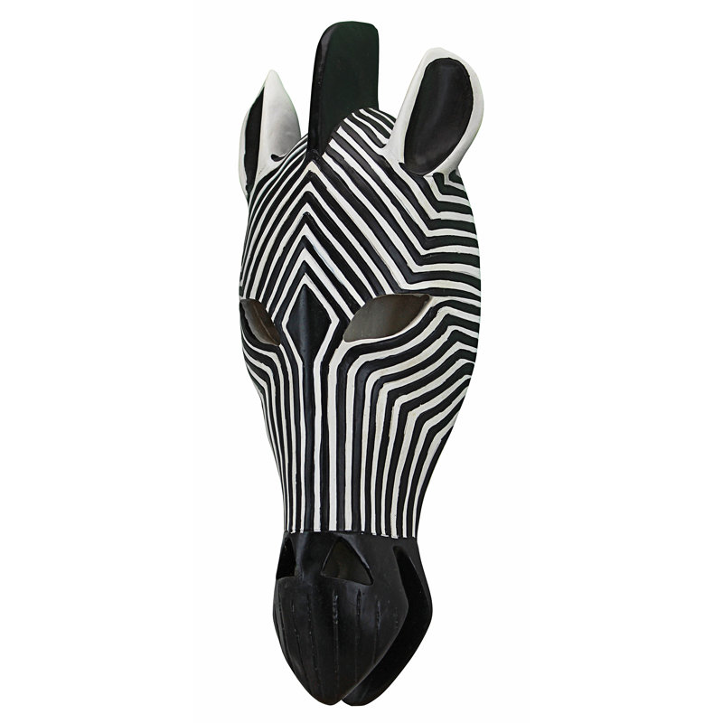 Tribal-Style Zebra Mask Wall Sculpture