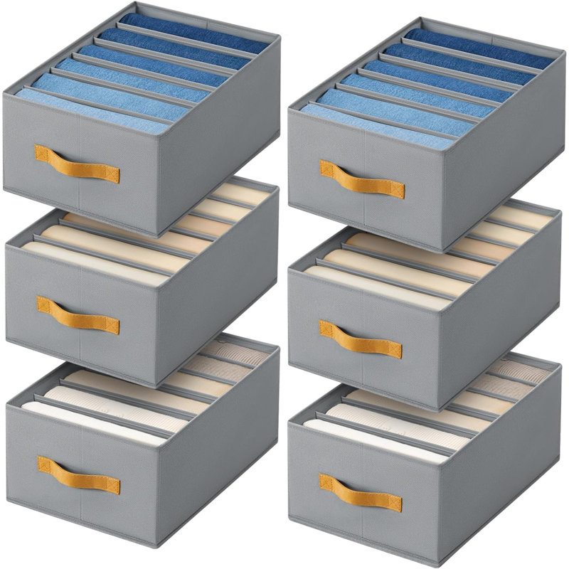 Foldable Drawer Organizers For Clothing - 6 Pack Fabric Closet Organizer With Large Compartments For Jeans, T-Shirts, Sweaters, Pants Storage
