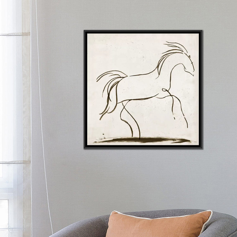 «Horse II», reproduction sur toile, H 18 po x l 18 po x P 1,5 po, Toile avec cadre noir, Pas de tapis