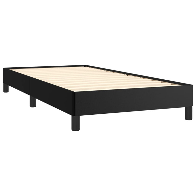 vidaXL Bed, Faux Leather Upholstered Platform Bed, No Mattress, Twin, Black