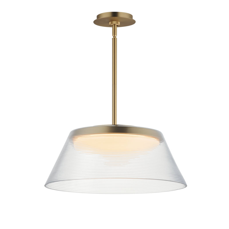 Jensen-Single Pendant, Satin Brass, White