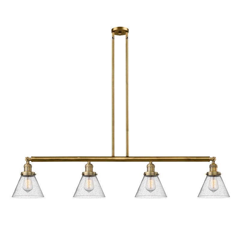 Lemieux 4 - Light Kitchen Island Pendant, Polished Chrome, Seedy, 10" H x 50.87" W x 50.87" D